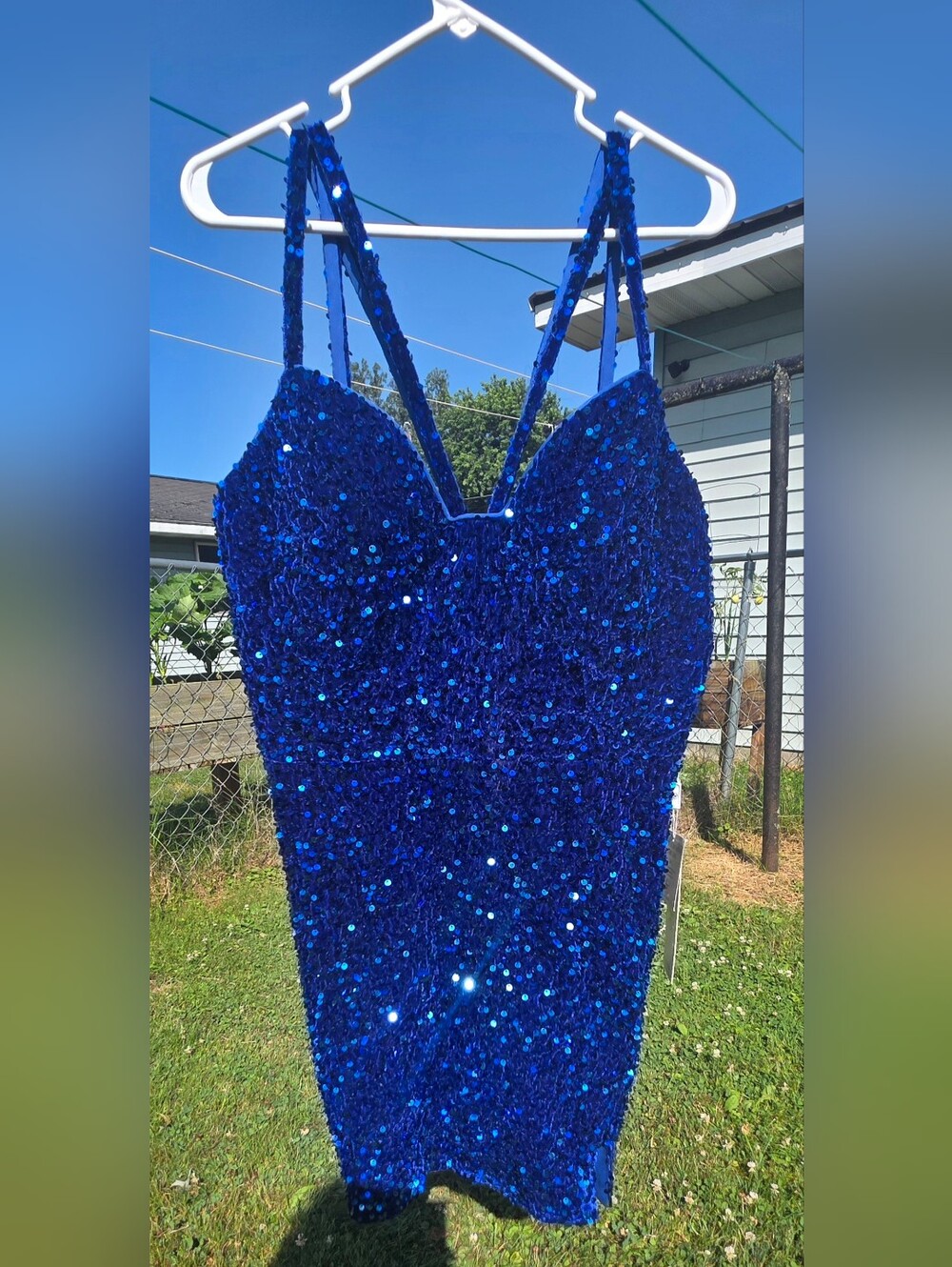 Sophia Thomas - Sequin Mini Dress in Royal Blue with Strappy Back